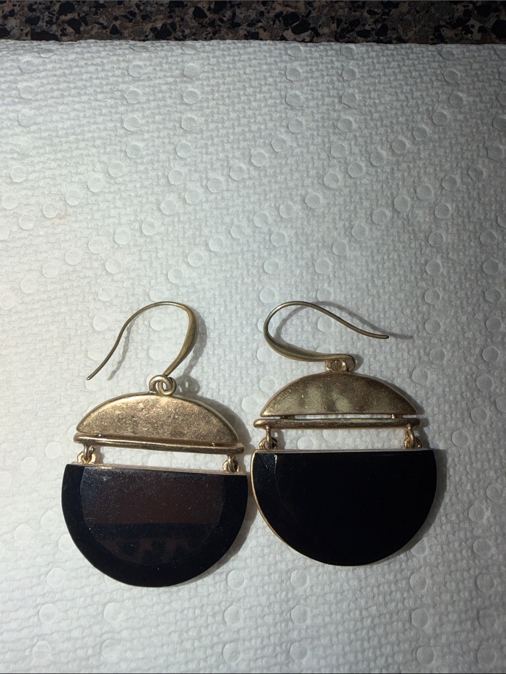 RLM-Soho Gold and Black Half-Moon Drop Earrings - Women Jewelry (Light weight)